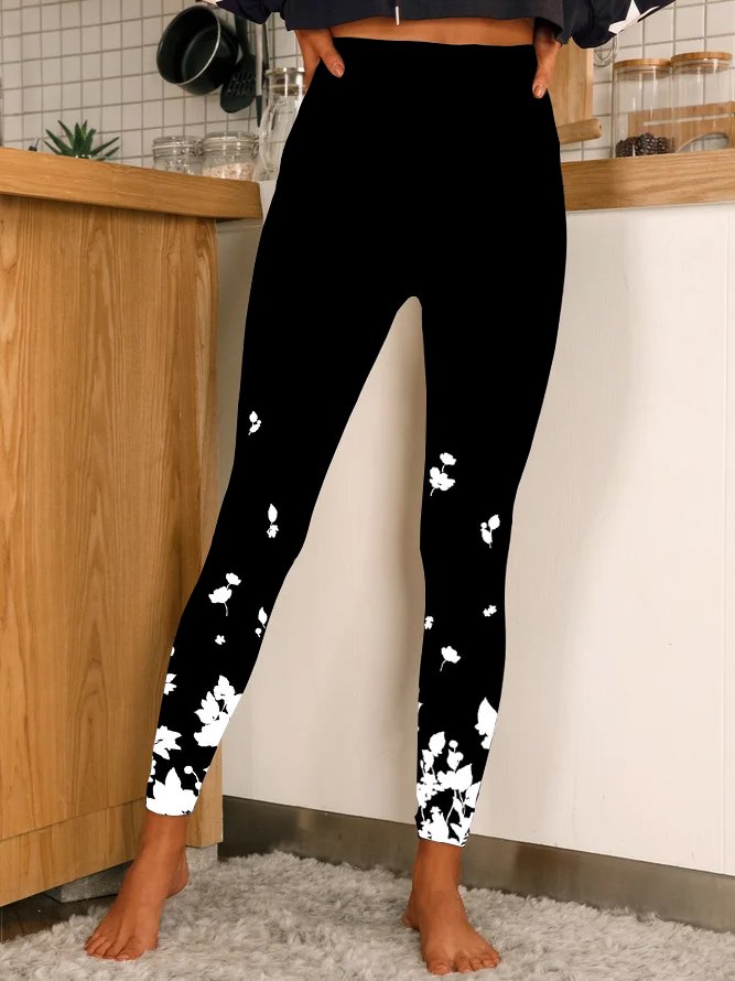 Casual Floral Cotton Blends Leggings WD104 - fabuloryshop