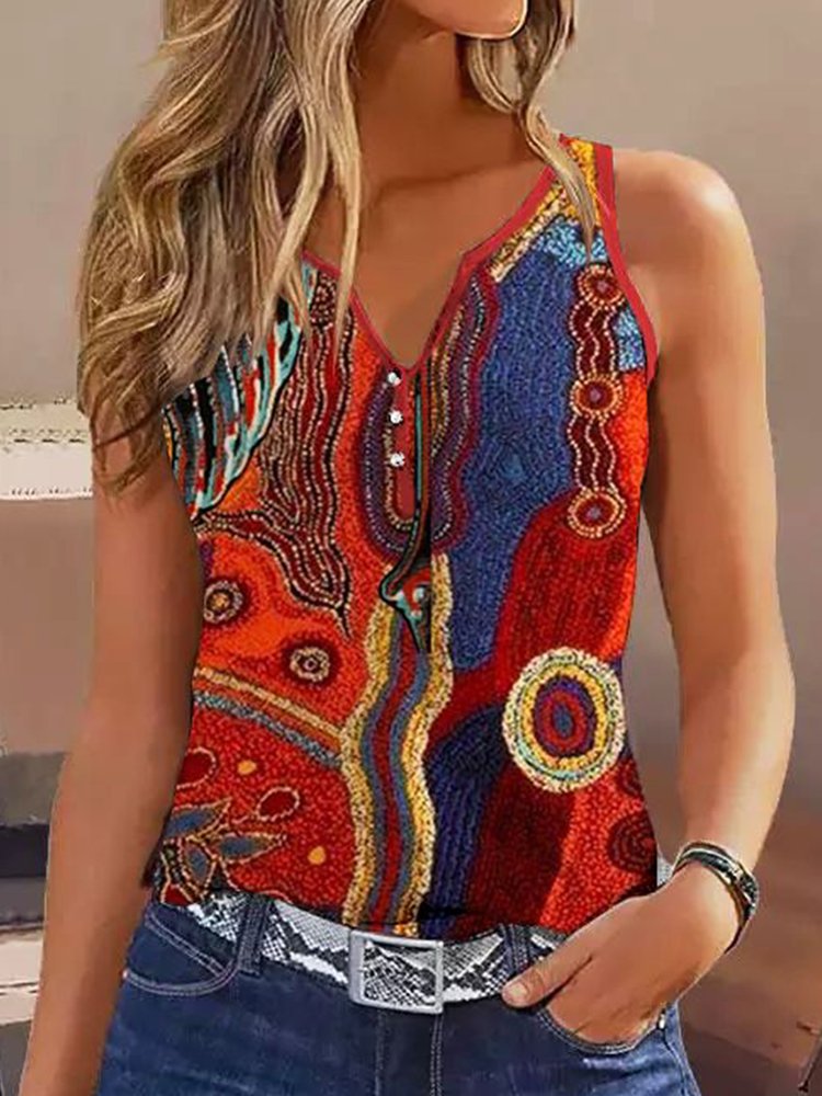 Ethnic Casual Regular Fit Tank Top WW85 - fabuloryshop