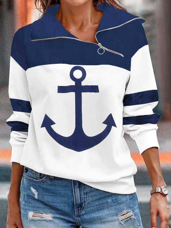 Asymmetrical Casual Color Block Sweatshirt WI64 - fabuloryshop