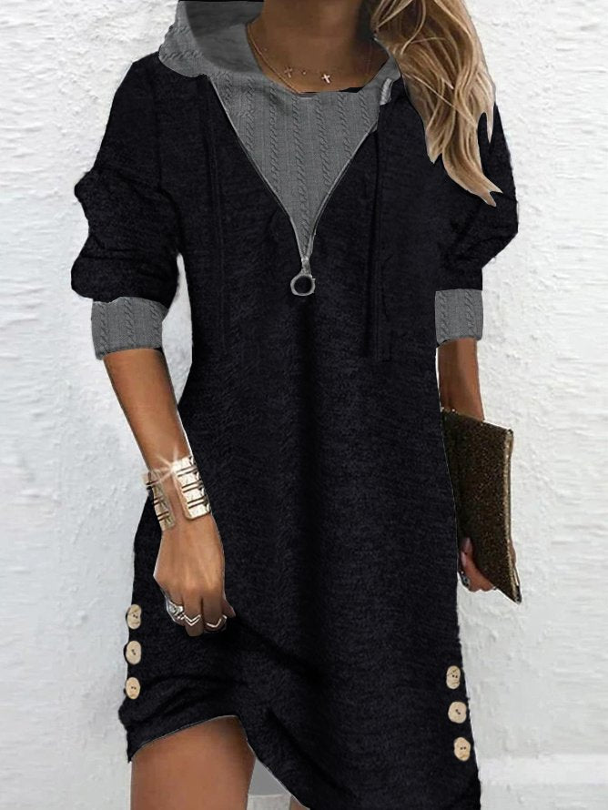 Color Block V Neck Casual Dress WJ107 - fabuloryshop