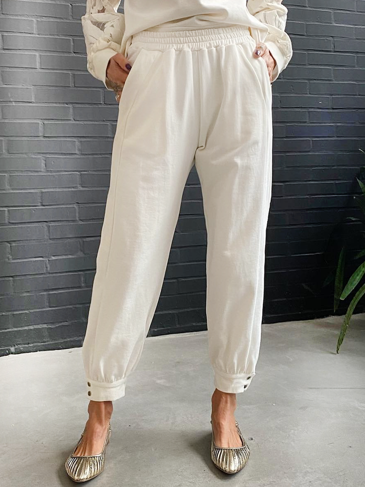 Cotton And Linen Linen Buttoned Pants QN82 - fabuloryshop