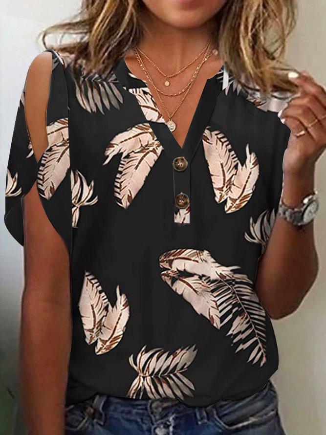 Casual Loose Leaf Knitted Shirt WG104 - fabuloryshop