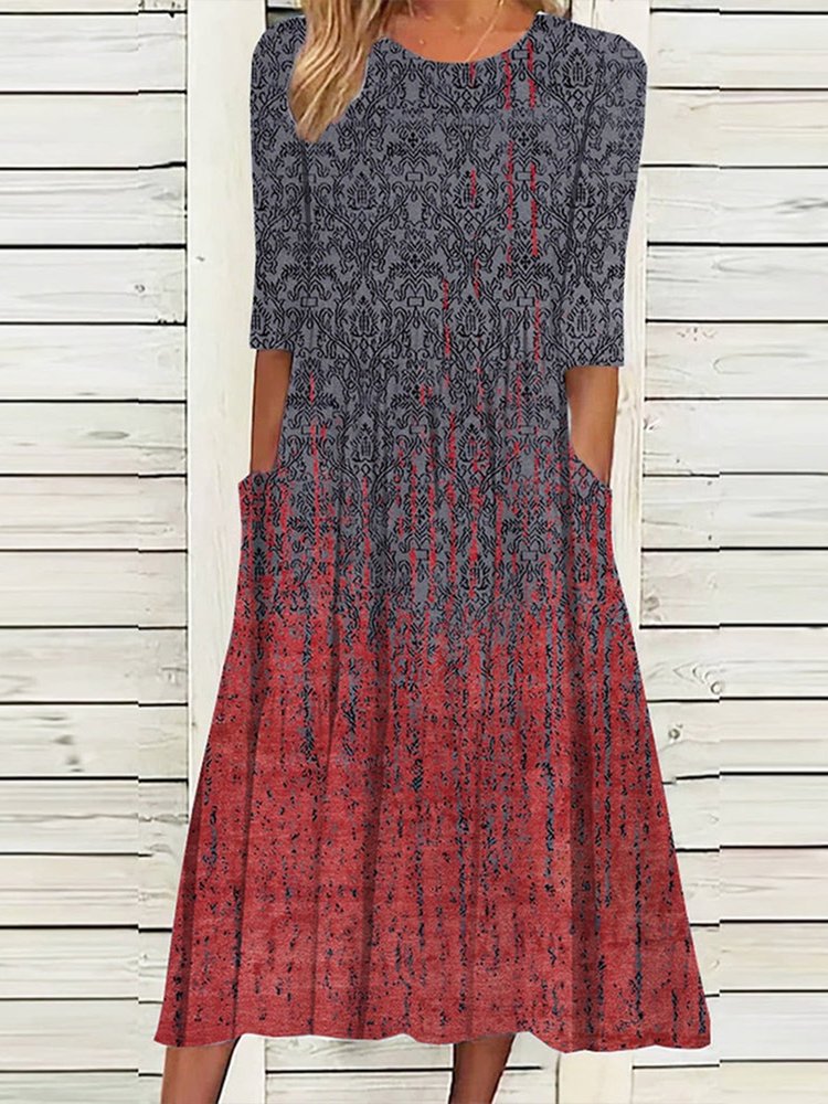 Vintage Loose Crew Neck Dress QU96 - fabuloryshop