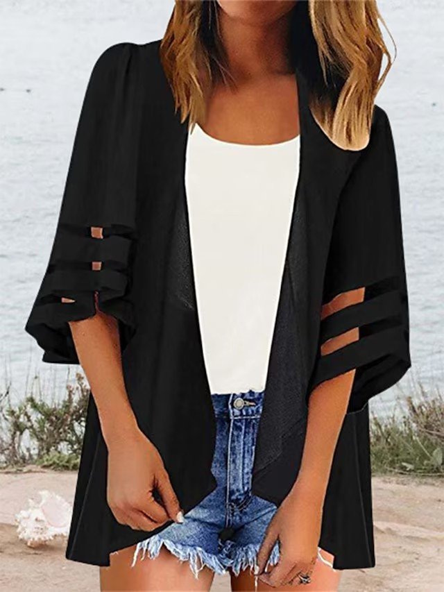 Plain Casual V Neck Loose Kimono QL98 - fabuloryshop