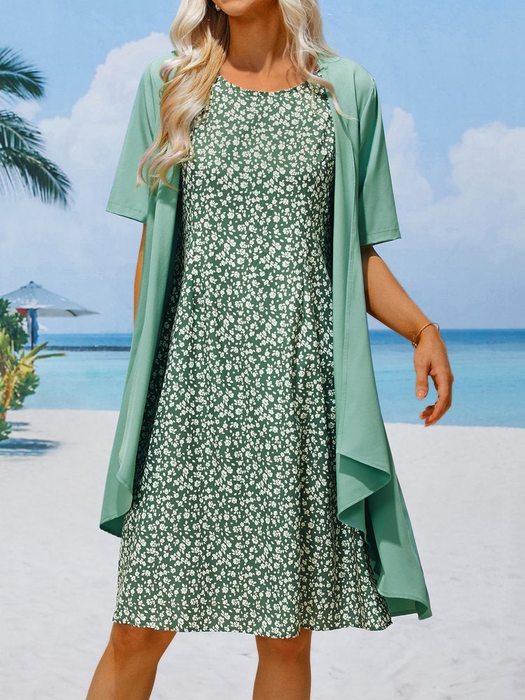 Vacation Loose Crew Neck Floral Two-Piece Set QF85 - fabuloryshop