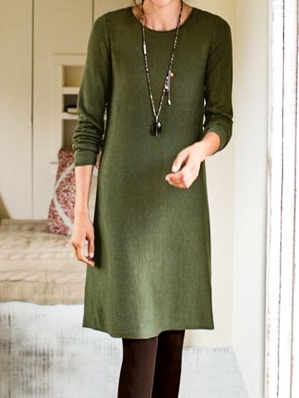 Cotton-Blend Casual Regular Fit Plain Dress WJ101 - fabuloryshop