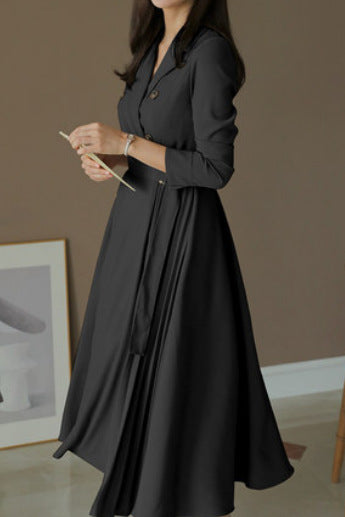 Plain Casual V Neck Dress  WJ106