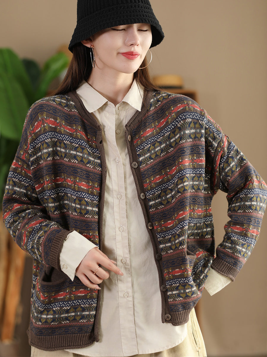 Pull cardigan en tricot de coton pour femme, automne AT1022 