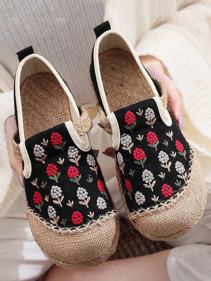 Women Summer Artsy Embroidery Linen Cotton Shoes ZZ1005