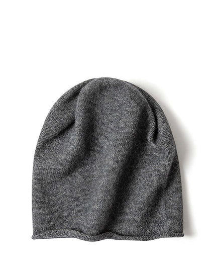 Women Casual Solid Hemming 100%Cashmere Knit Hat BA1068