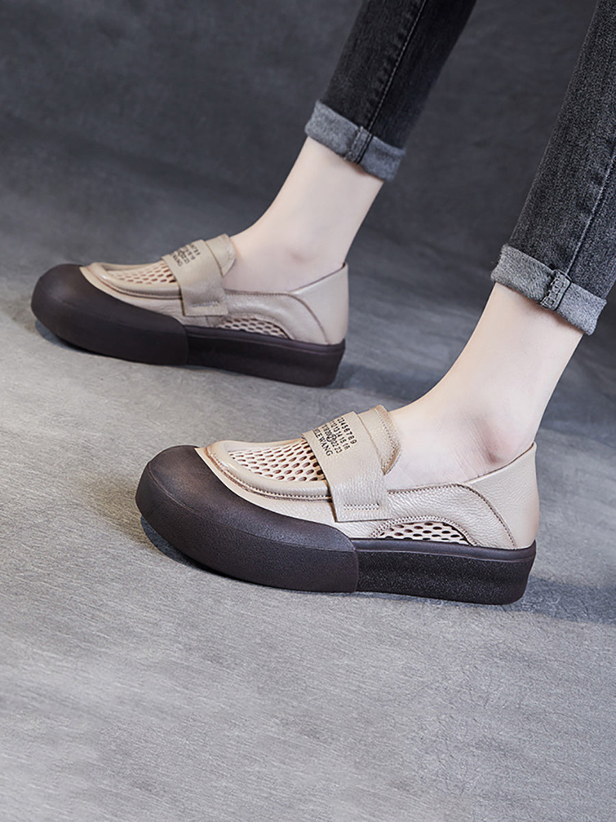 Women Summer Leather Casual Cutout Flat Shoes PP1030