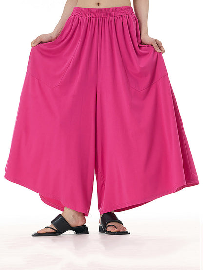 Women Summer Casual Solid Wide-leg Loose Pants FD050