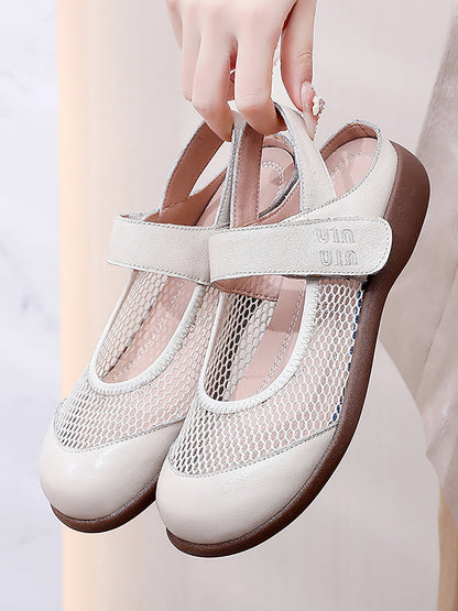 Women Summer Casual Solid Leather Low Heel Sandals AS1057