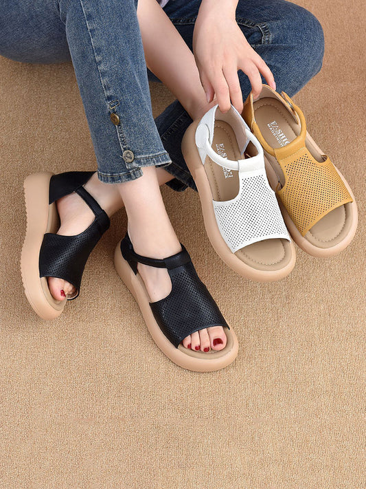 Sommer Sandalen Casual Leder Frauen Platfrom