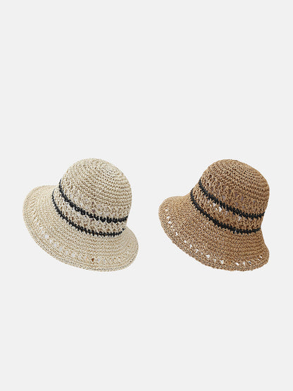 Women Casual Stripe Straw Weave Sunproof Hat CX021