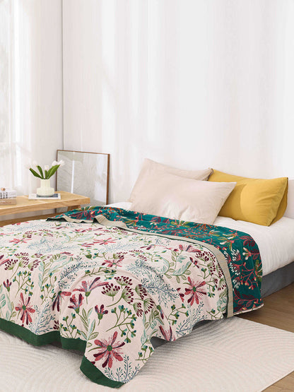 Multi-layer Cotton Flower Jacquard Bedcover Sofa Blanket RR015