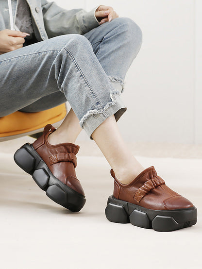 Women Autumn Stylish Soft Leather Platform Shoes AH1001