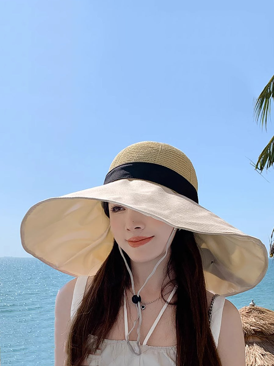 Women Casual Solid Large Brim Sunproof Hat XX1005