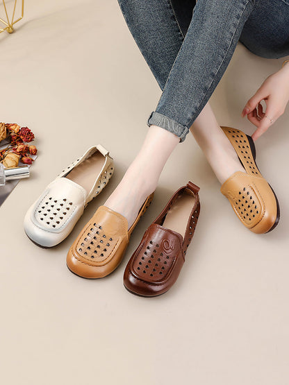 Women Summer Casual Cutout Genuine Leather Shoes OO1020