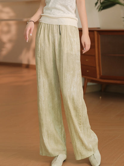 Women Summer Casual Solid Straight Linen Pants OP1055