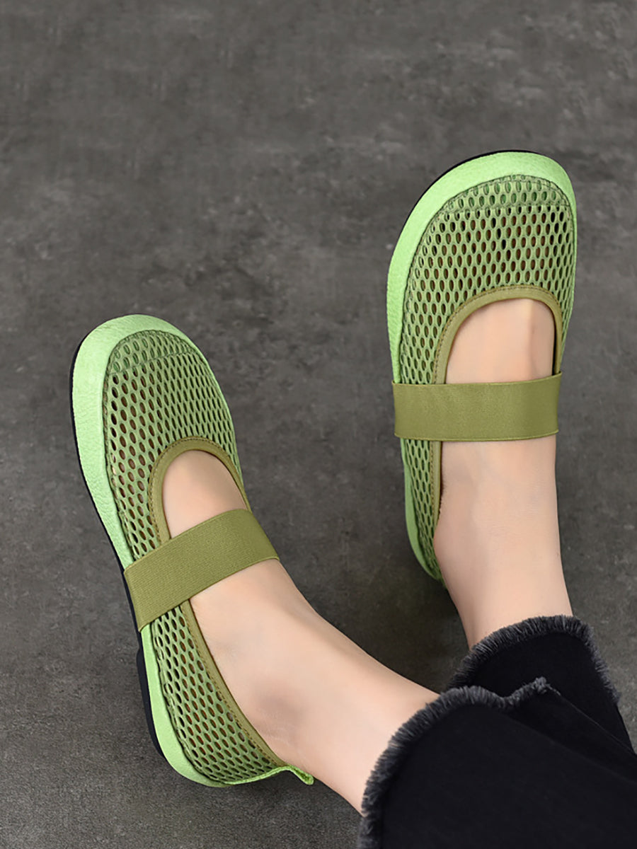 Chaussures d'été en cuir à talons bas pour femmes
