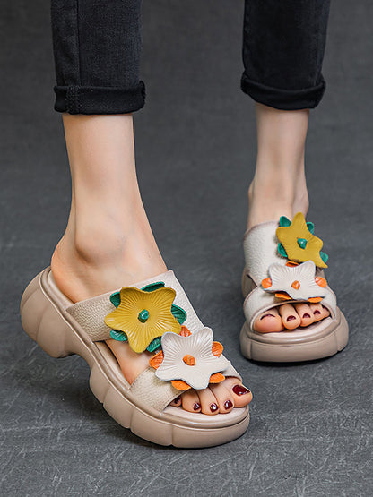 Women Summer Leather Spliced Star Platform Sandal TY1033