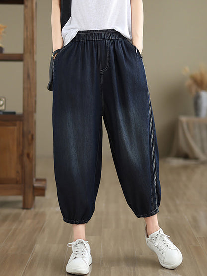 Women Summer Casual Solid Denim Harem Pants II1004