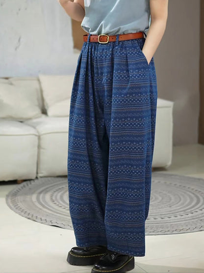 Women Summer Ethnic Print Straight-leg Loose Pants RR1025