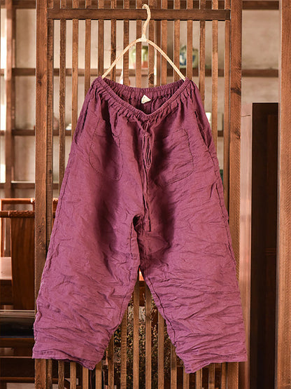 Plus Size Women Summer Vintage Linen Harem Pants OO1054