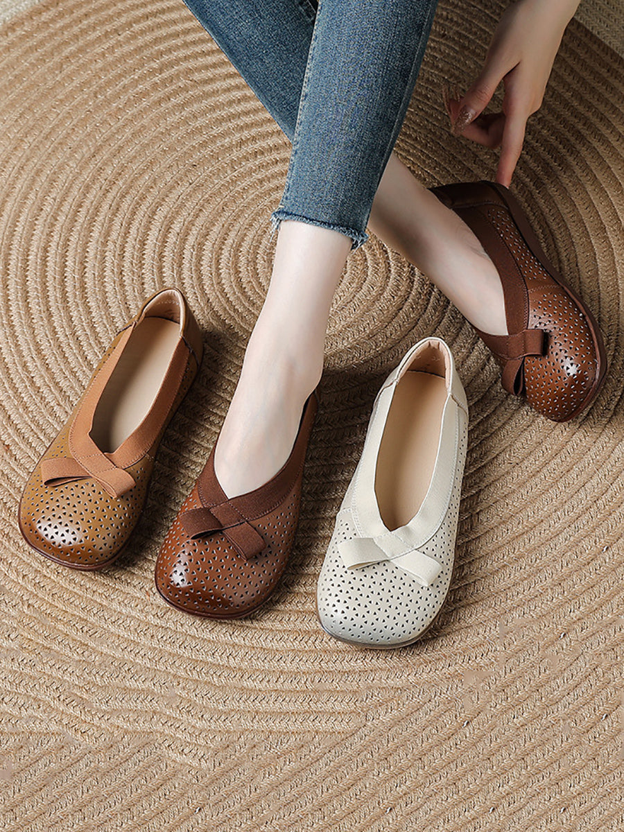 Genuine Leather Women Shoes Casual Soft Flat