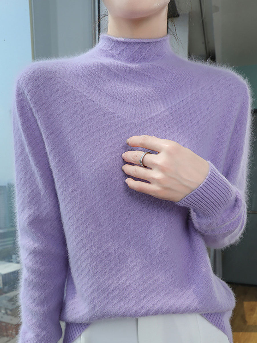 Women Autumn Half Turtleneck Wool Warm Knit Sweater AV1008