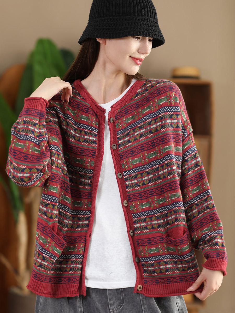 Damen Herbst Baumwolle Strick Cardigan Pullover AT1022 