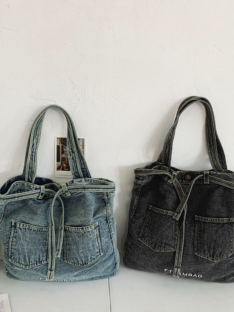 Damen Vintage Feste Tasche Denim Handtasche Schultertasche ZZ1008