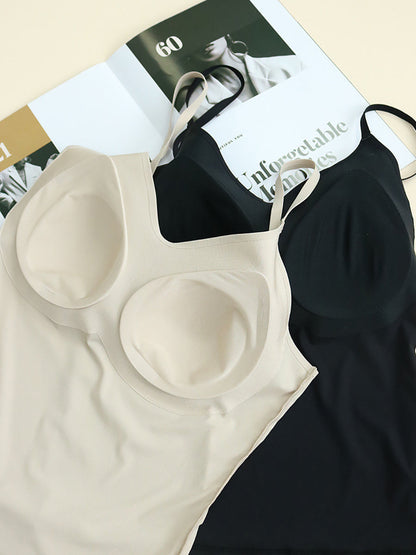 Women Summer Solid Casual Seamless With Breast Pads Base AS1012