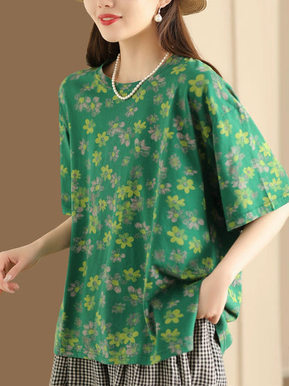 Women Casual Summer Floral Cotton Shirt AA1035