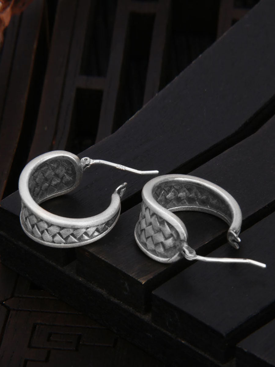 Clous d'oreilles torsadés rétro en argent S925 pour femmes AV1019