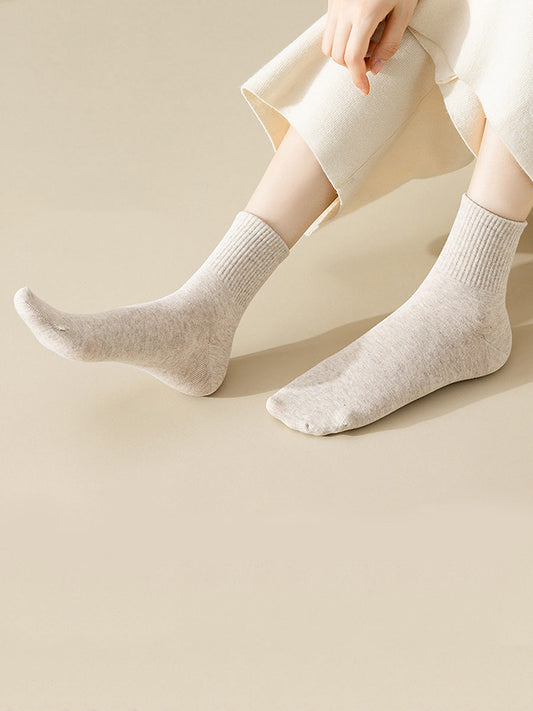 Lot de 6 paires de chaussettes décontractées unies 100 % coton pour femmes FD056