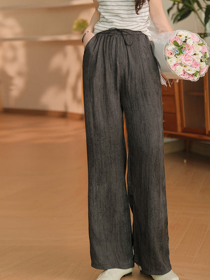 Women Summer Casual Solid Straight Linen Pants OP1055