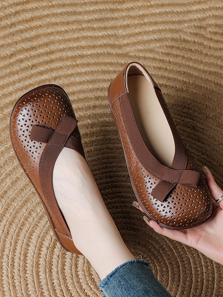 Genuine Leather Women Shoes Casual Soft Flat
