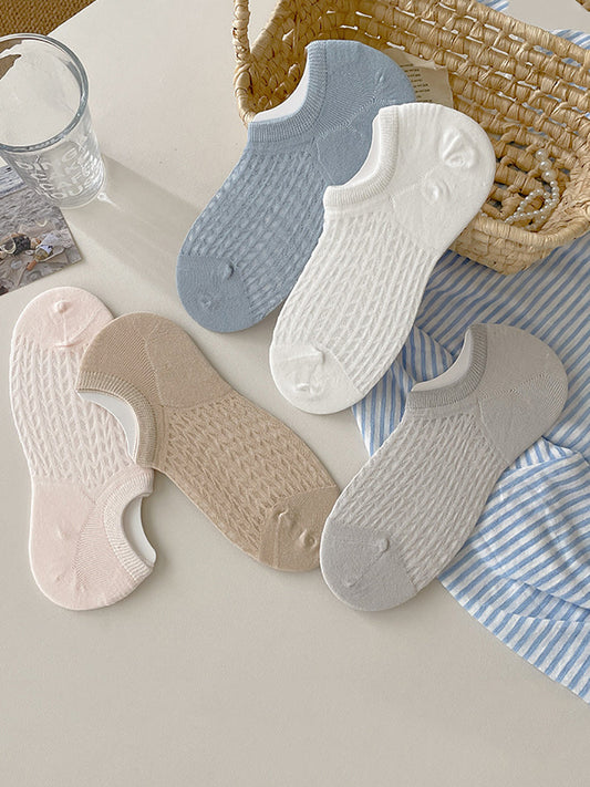 5 Paar Damen Sommersocken aus fester Baumwolle, kurze Socken RR1008