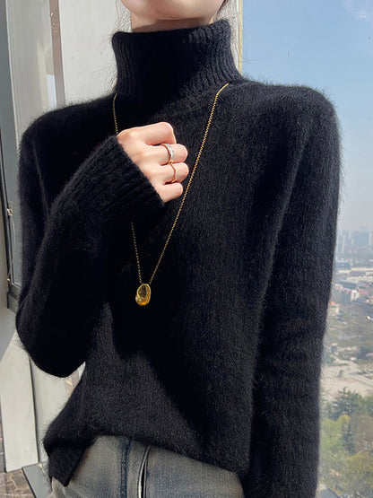 Women Autumn Turtleneck Soft Wool Solid Sweater BA1038