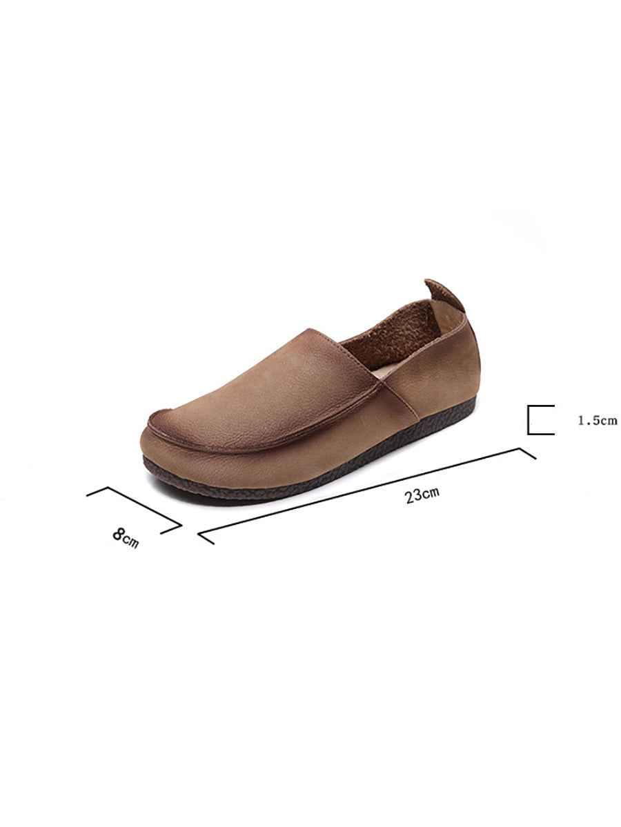 Leather Retro Solid Summer Falt Women Shoes