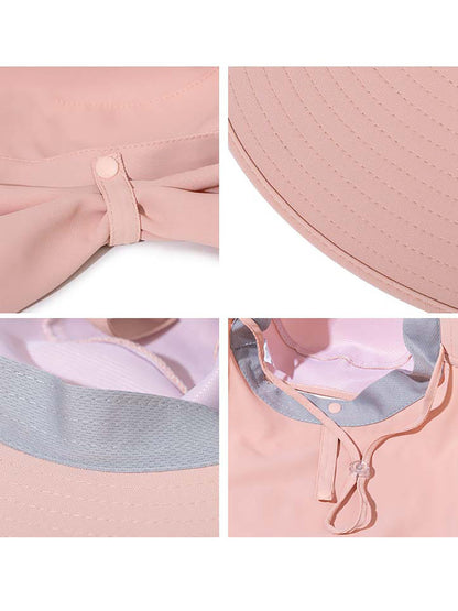 Women Summer Solid Large Brim Neck Guard Sunproof Hat WE1005