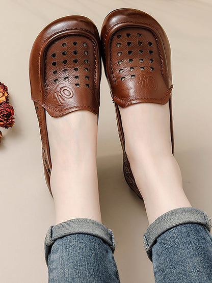 Women Summer Casual Cutout Genuine Leather Shoes OO1020