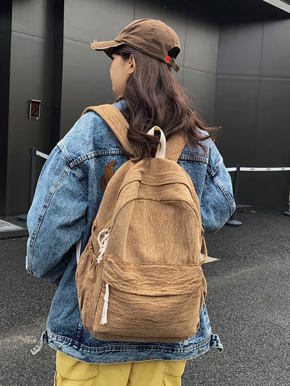 Couple Casual Solid Canvas Zipper Backpack XX1045