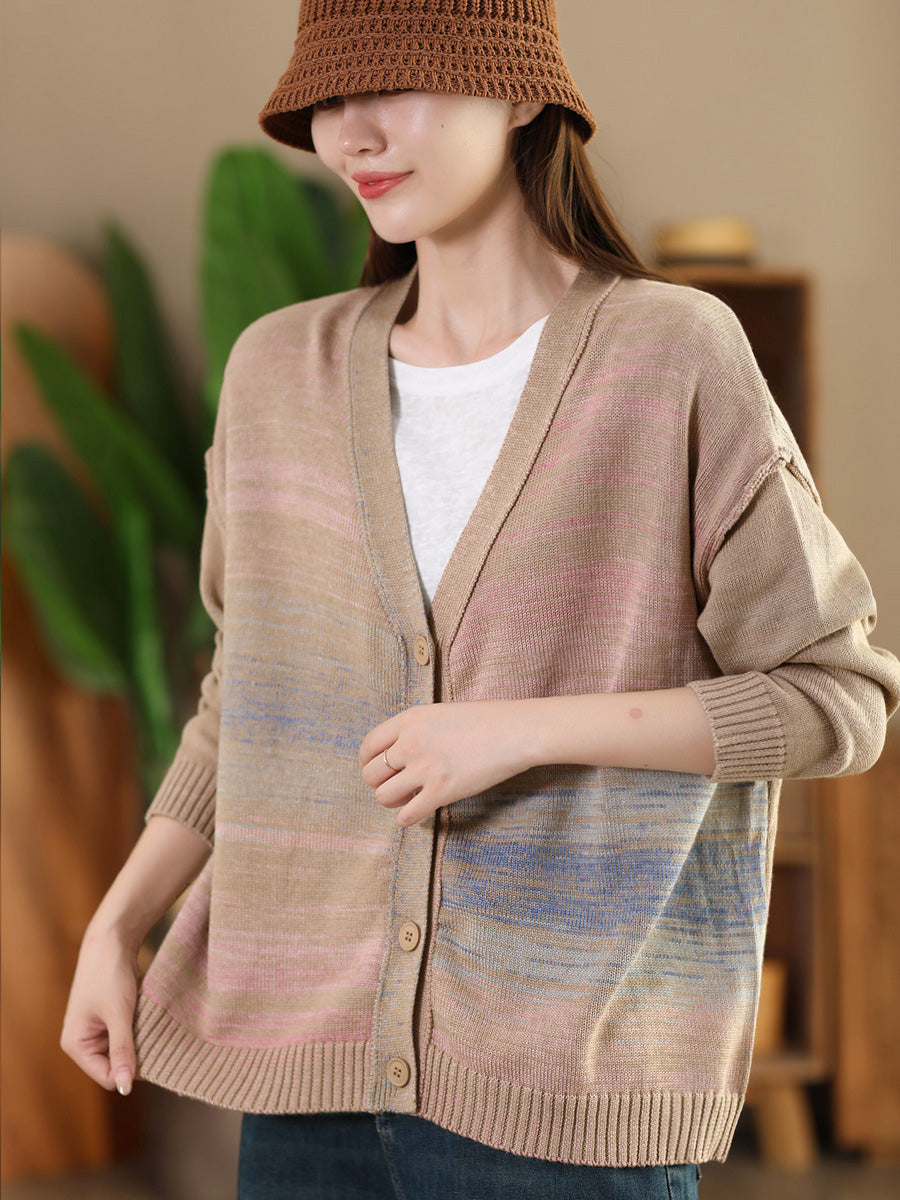 Cardigan en tricot coloré à col en V pour femme AI1077 