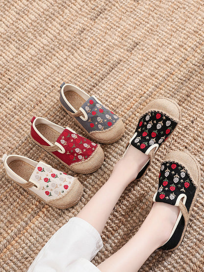 Women Summer Artsy Embroidery Linen Cotton Shoes ZZ1005