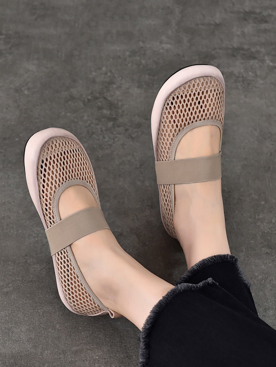 Chaussures d'été en cuir à talons bas pour femmes
