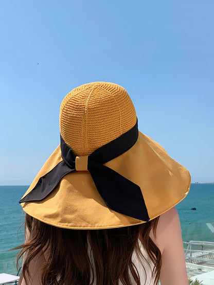 Women Summer Colorblock Large Brim Sunproof Hat WE1002