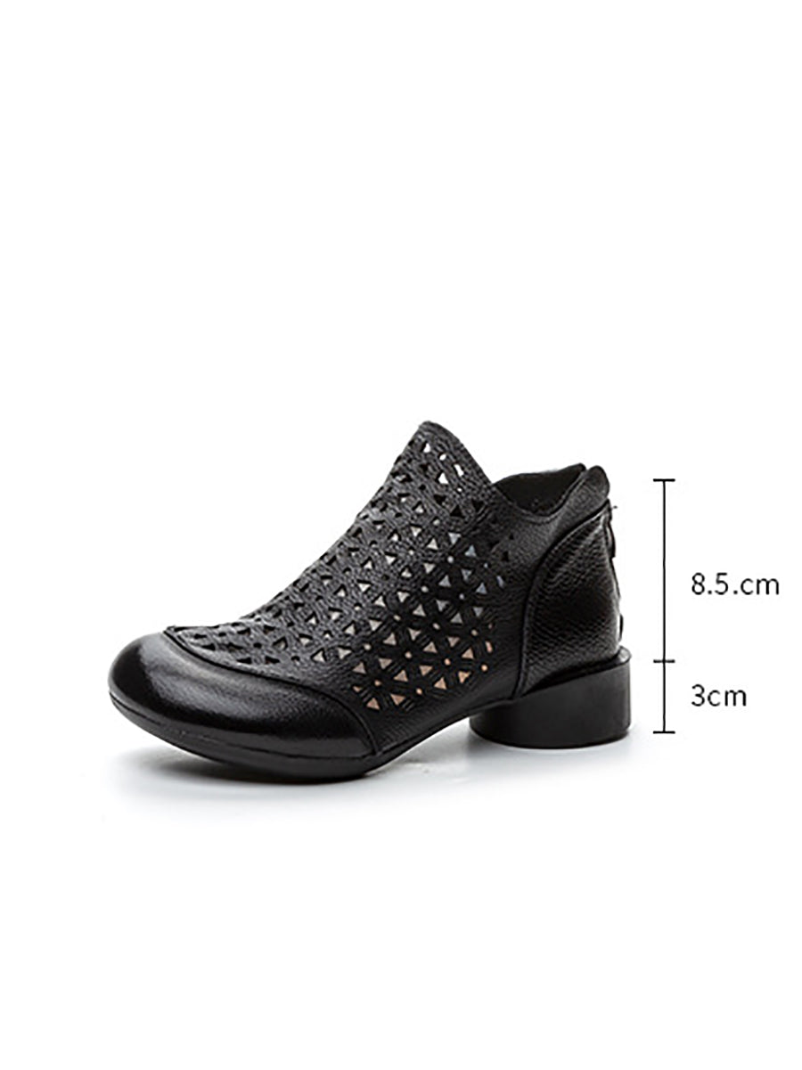 Women Summer Casual Leather Soft Cutout Boots UI1029